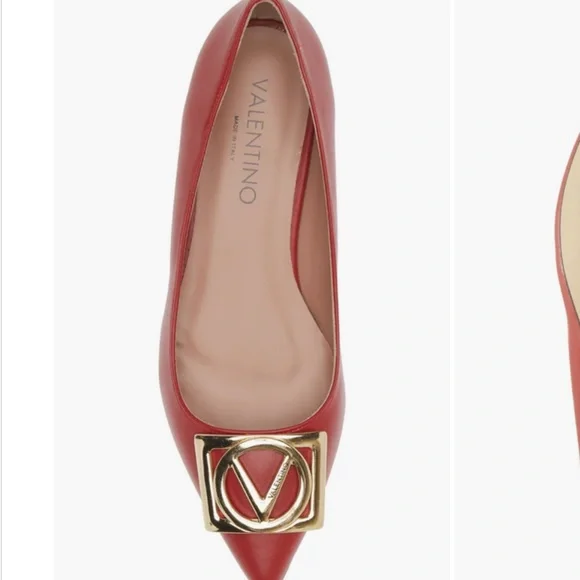 VALENTINO BY MARIO VALENTINO Flora Logo Buckle Pointed Toe Flat - Picture 2 of 11